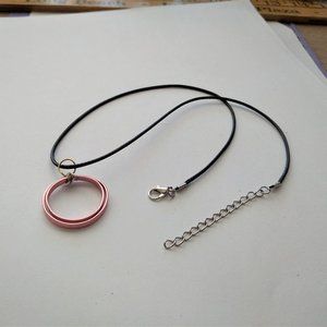 Coppertone spun aluminum disk with black rope adjustable chain handcrafted